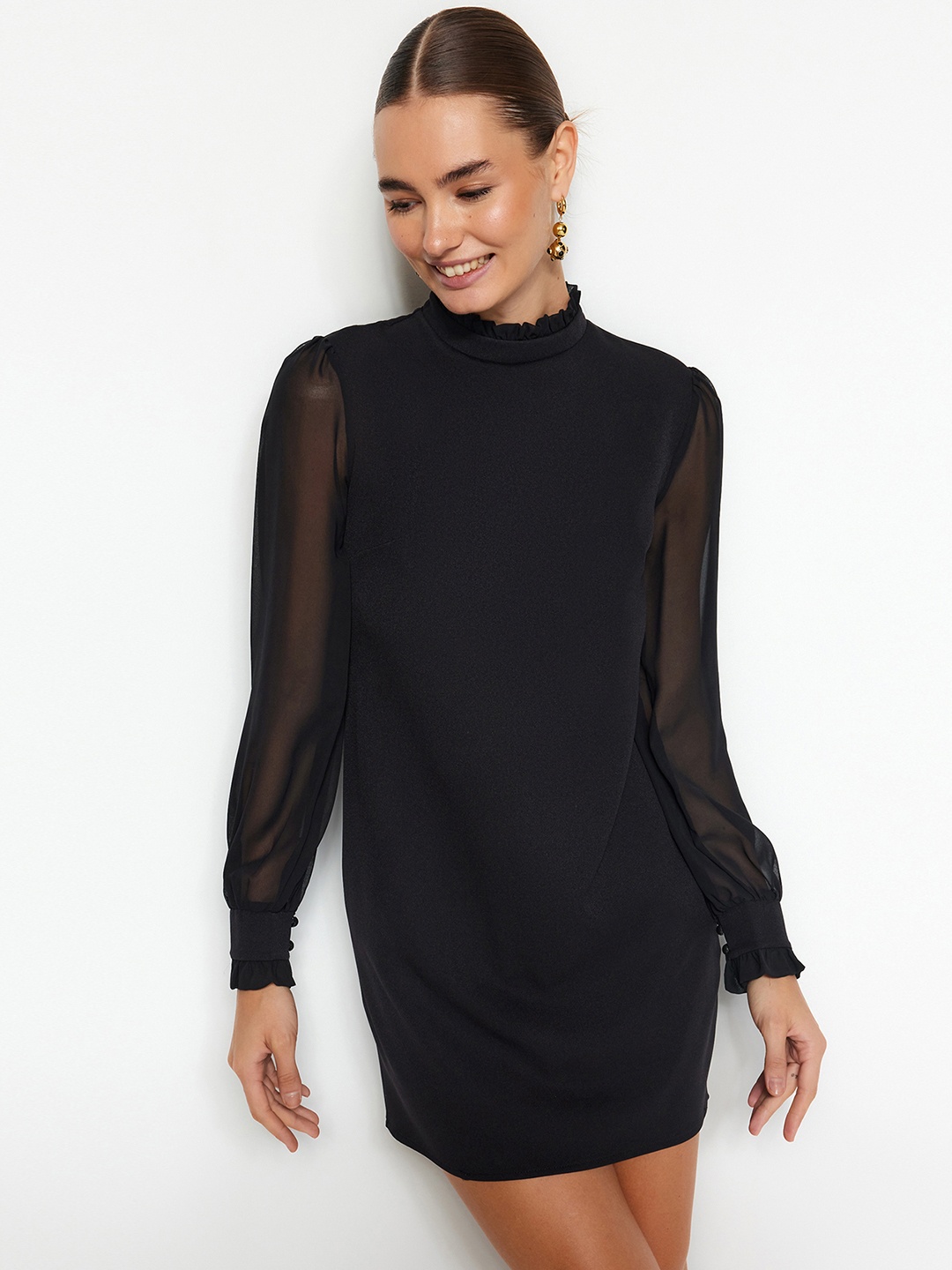 

Trendyol Mock Neck Sheath Mini Dress, Black