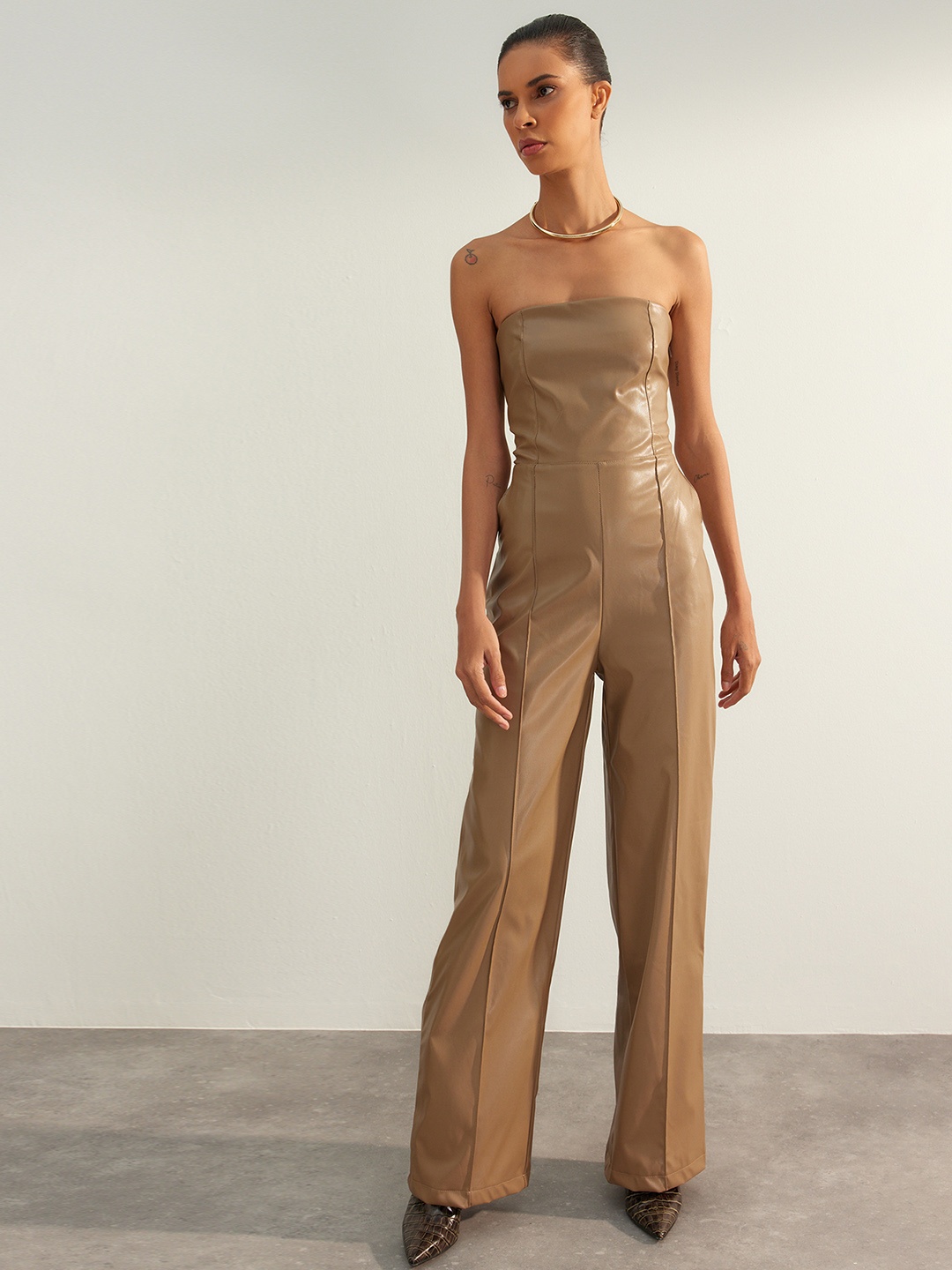 

Trendyol Strapless Basic Jumpsuit, Brown