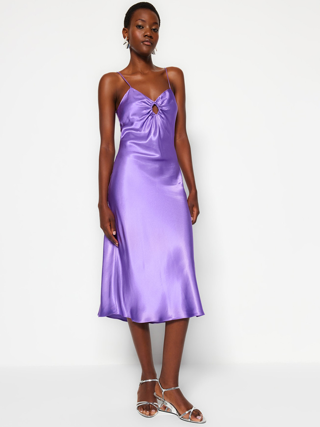 

Trendyol Shoulder straps Sleeveless Empire Midi Dress, Purple