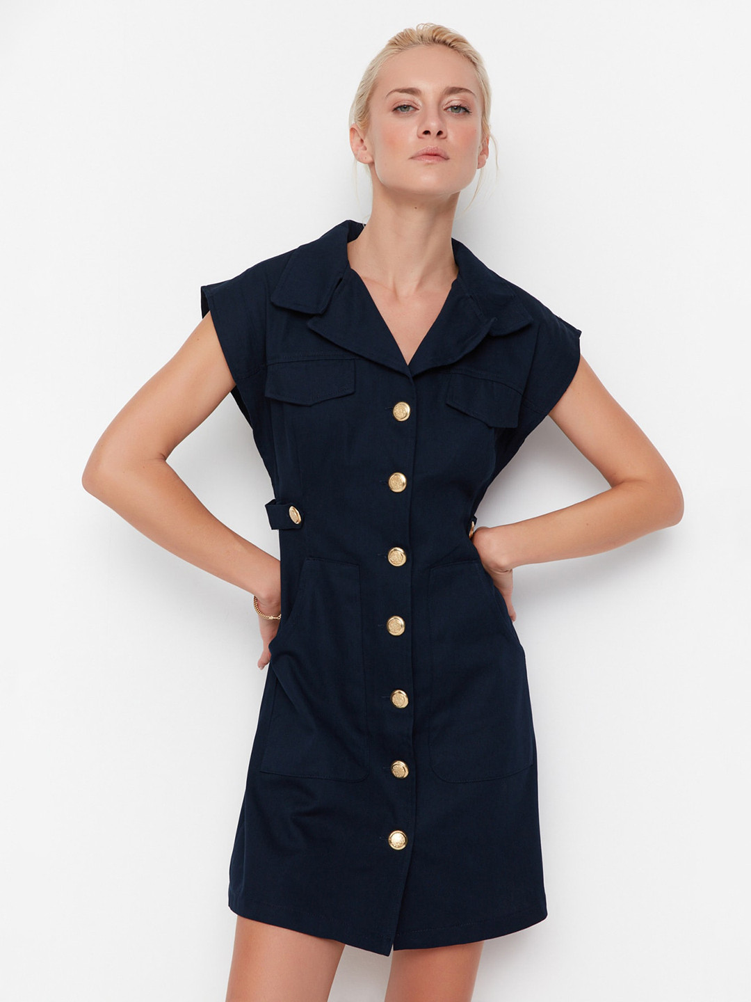 

Trendyol A-Line Cotton Dress, Navy blue