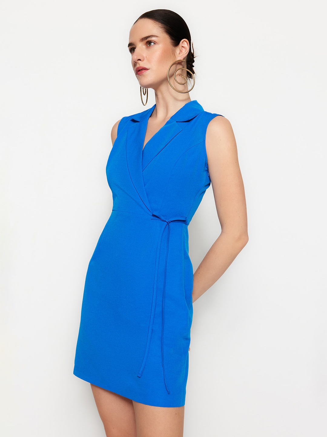 

Trendyol Shirt Collar Wrap Dress, Blue