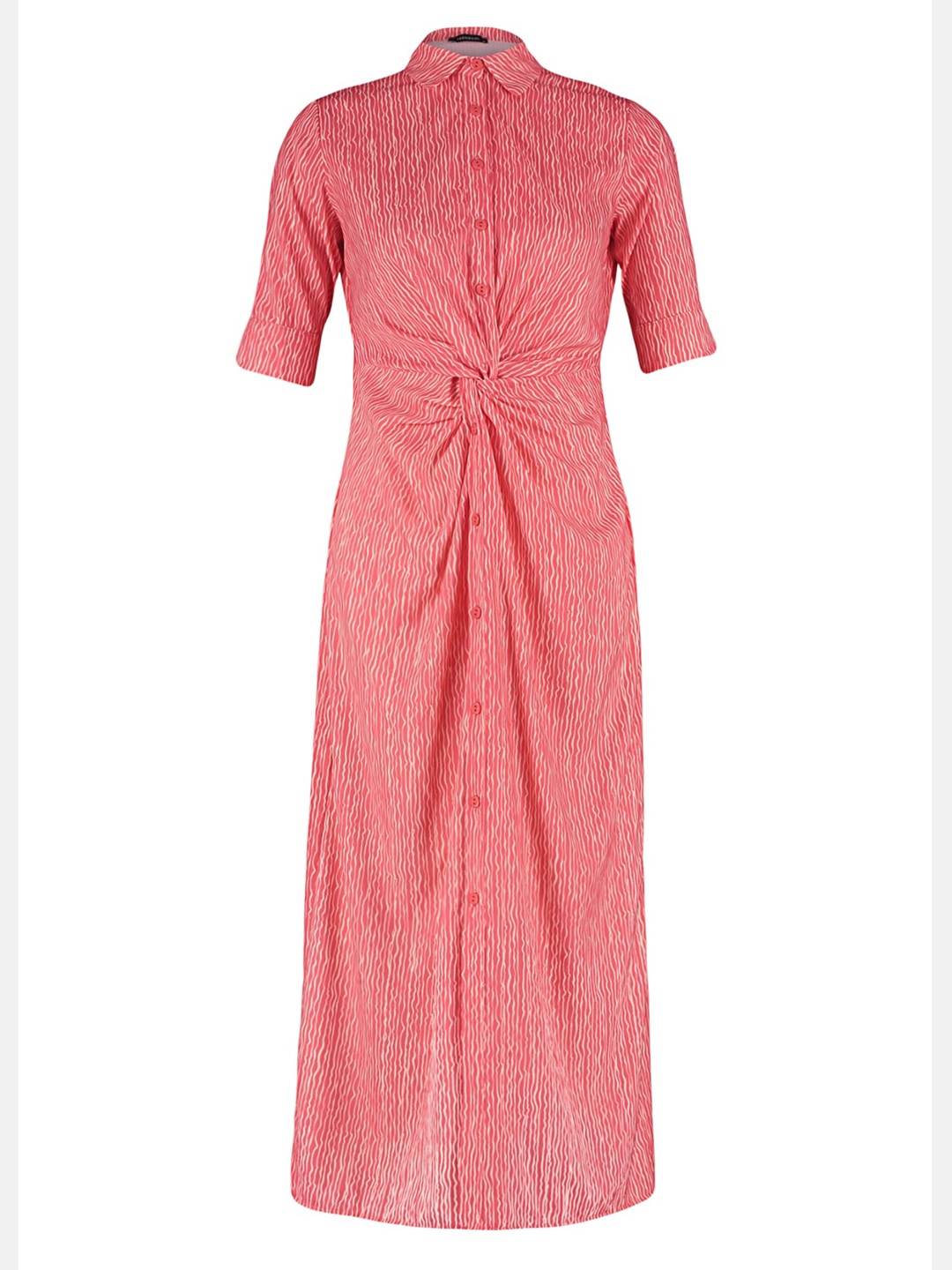 

Trendyol Self Design Shirt collar Short Sleeves Maxi Midi Dress, Red