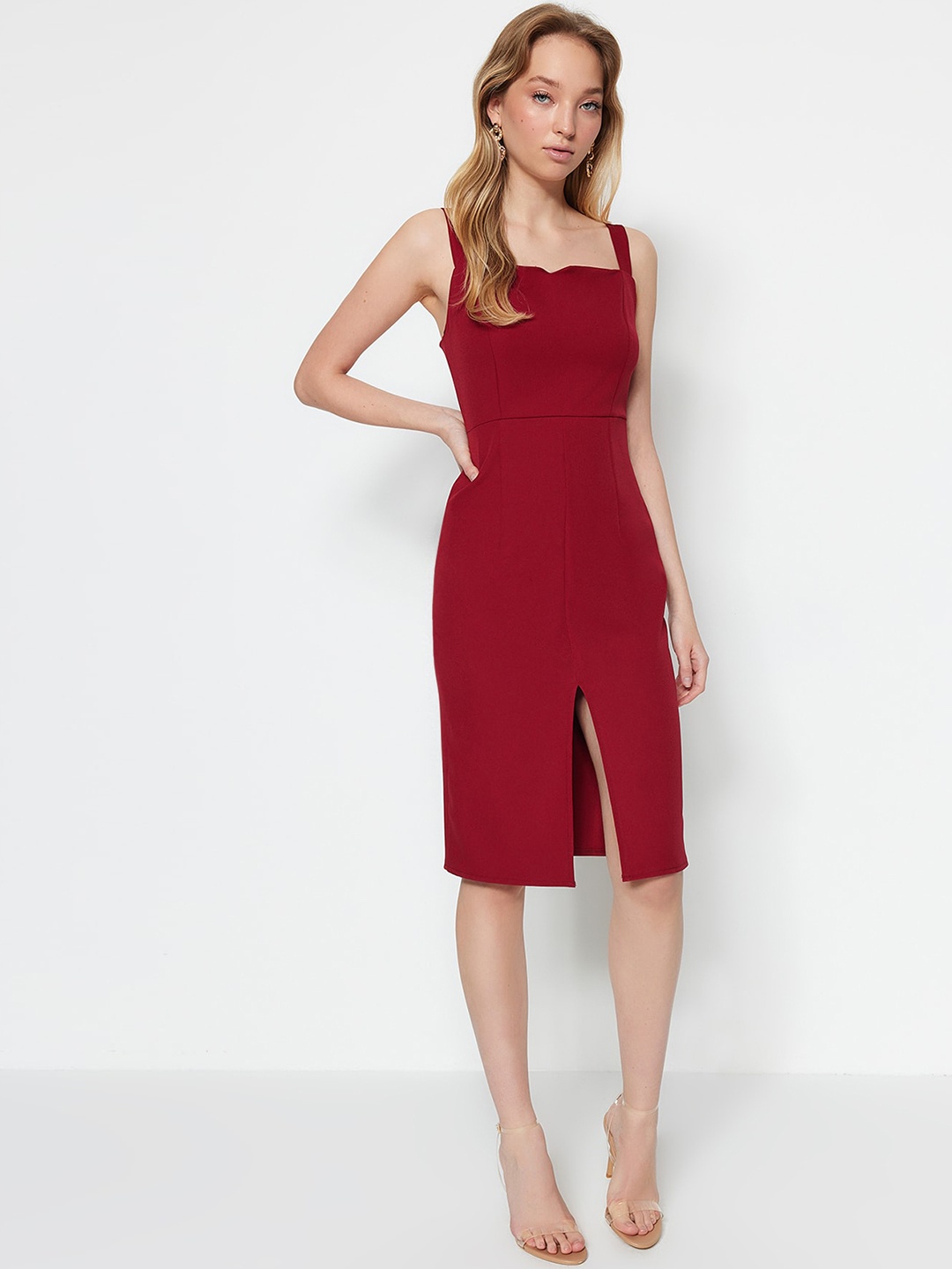 

Trendyol Shoulder Straps Sheath Dress, Red