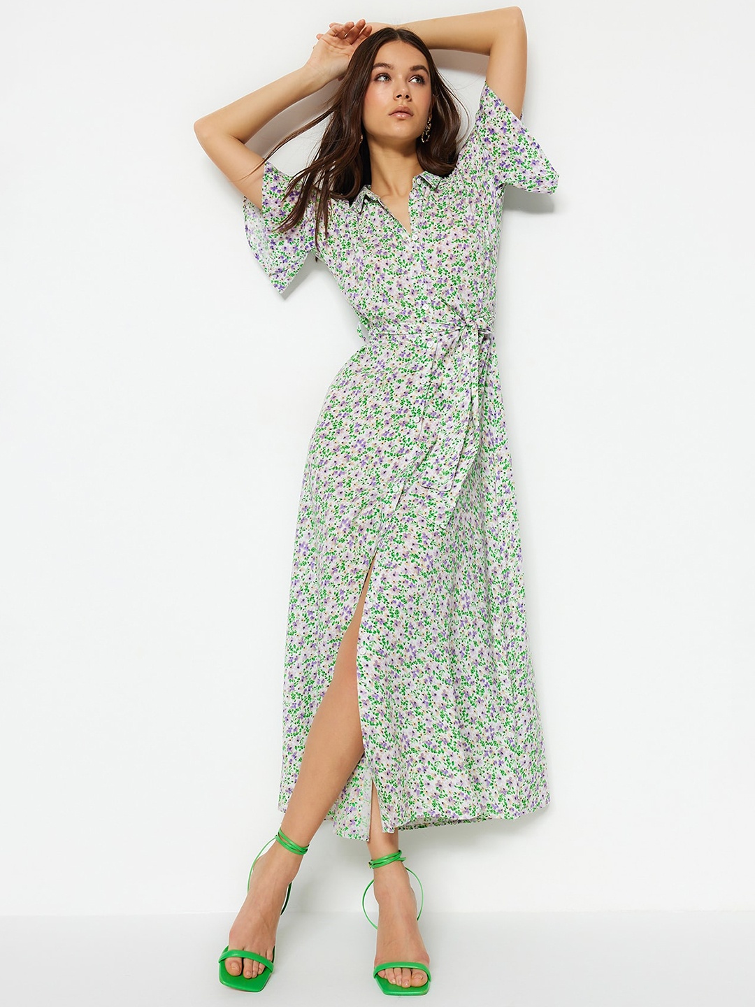 

Trendyol Floral Print Maxi Dress, Na