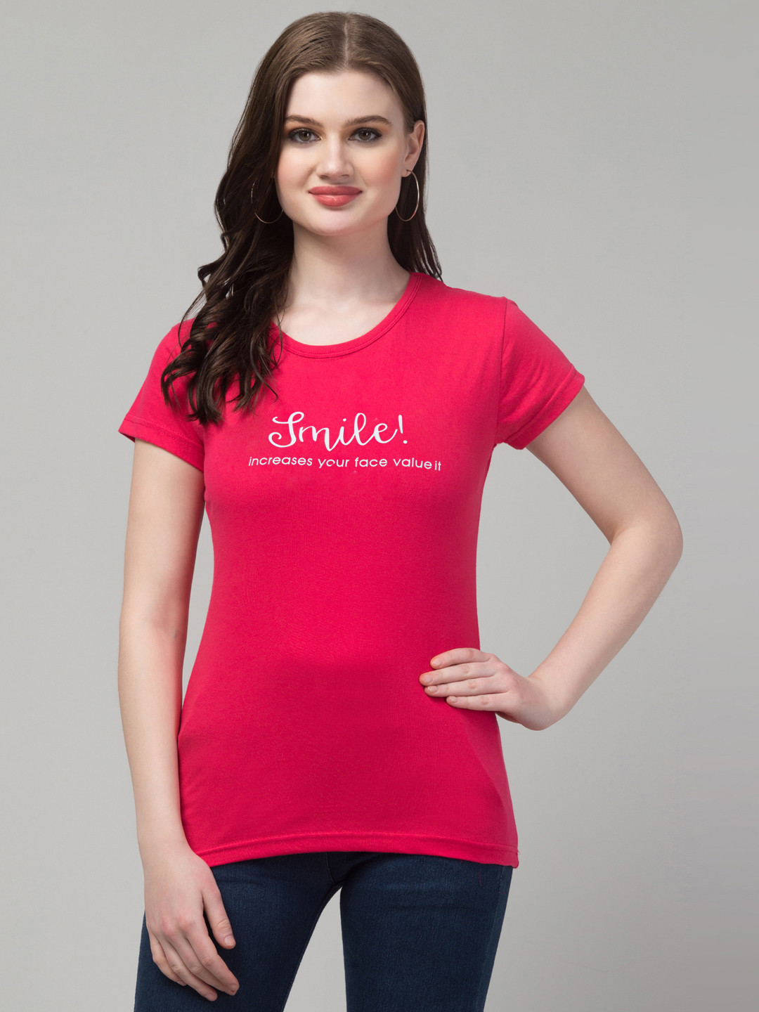 

Trend Level Typography Printed Cotton T-shirt, Pink