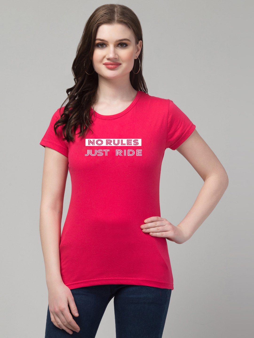 

Trend Level Typography Printed Cotton T-shirt, Pink