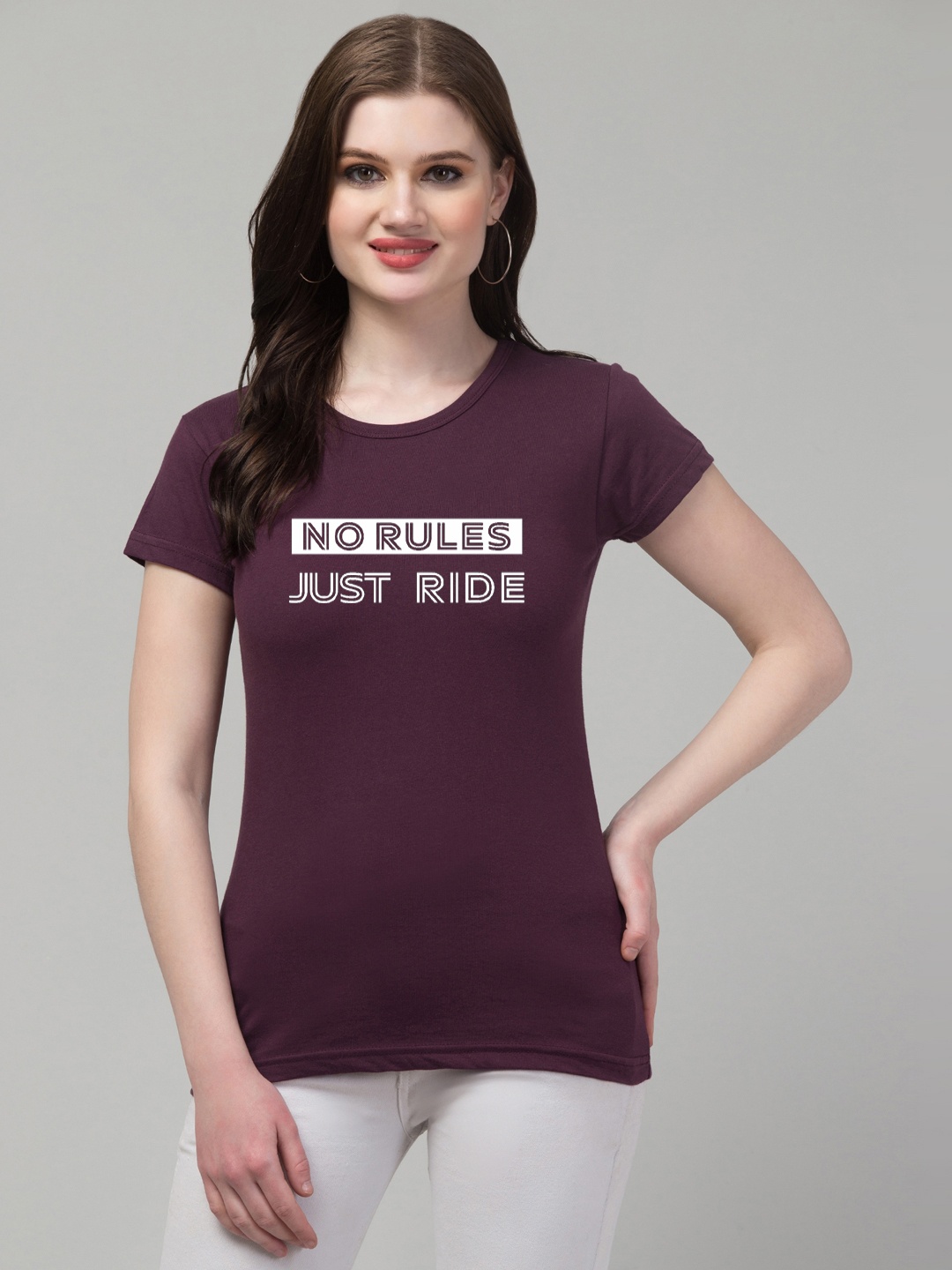 

Trend Level Round Neck Short Sleeves Typography Printed Cotton T-shirt, Burgundy