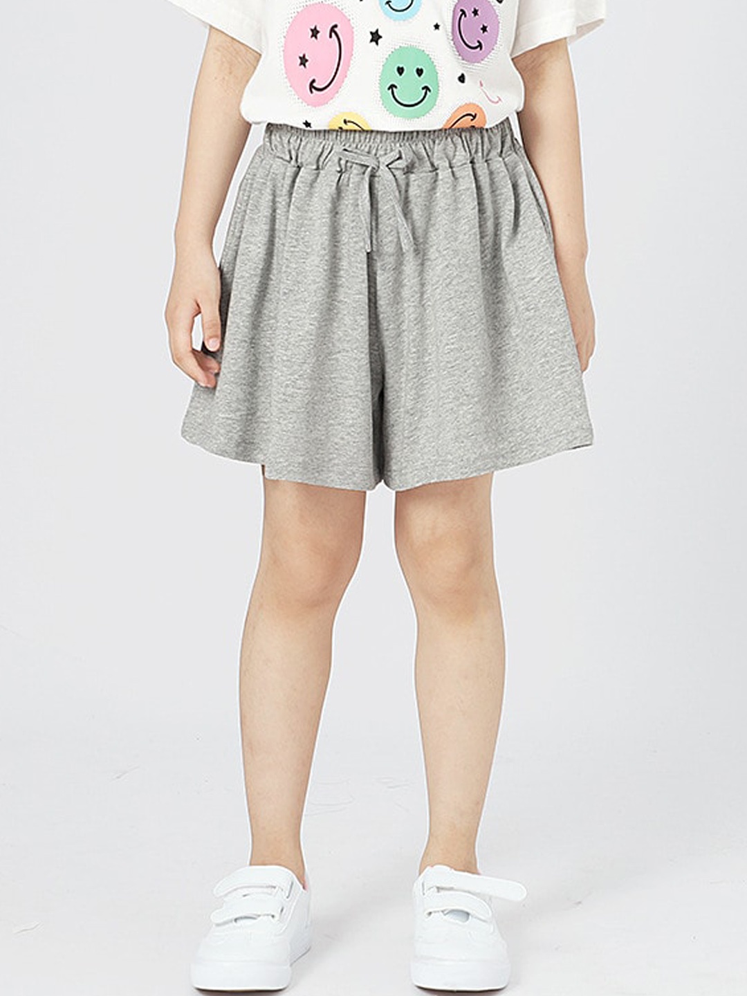 

StyleCast Girls Mid-Rise Loose Fit Cotton Shorts, Grey