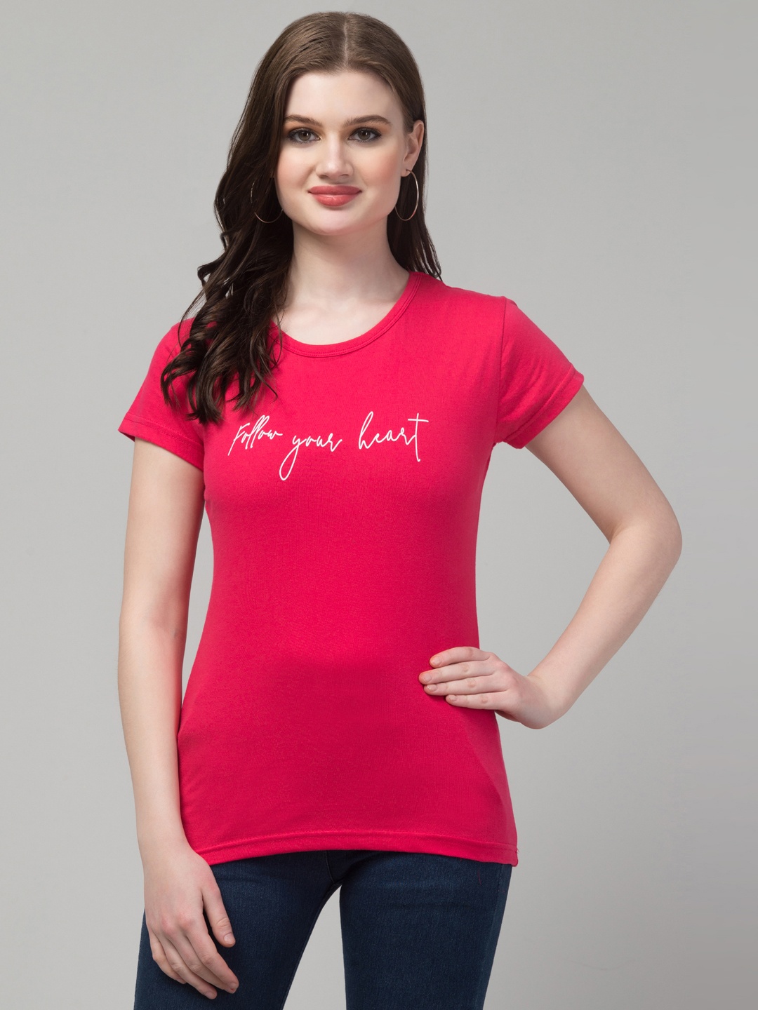 

Trend Level Typography Printed Cotton T-shirt, Pink