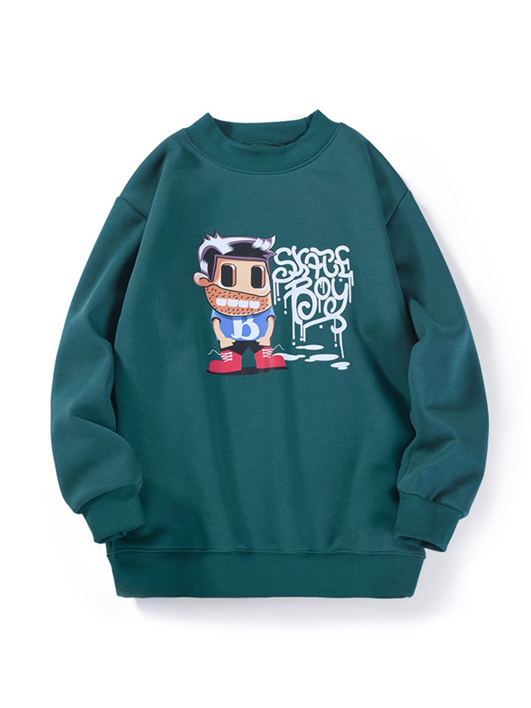 

StyleCast Boys Green Printed Cotton Pullover Sweatshirt