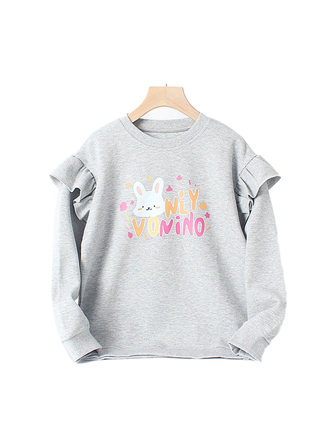 

StyleCast Girls Grey Printed Cotton Pullover Sweatshirt