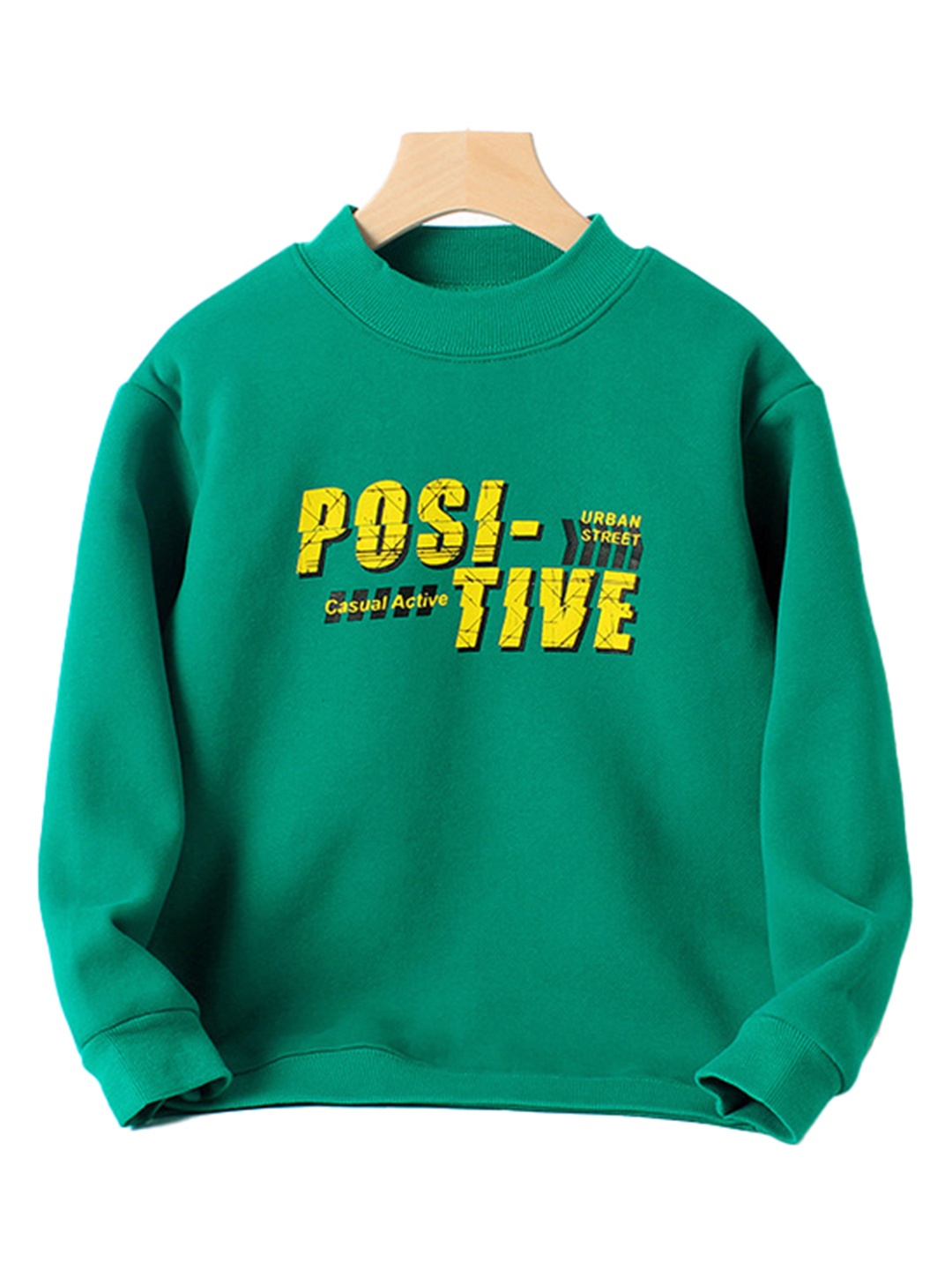 

StyleCast Green Boys Typography Printed Turtle Neck Cotton Pullover Sweatshirt