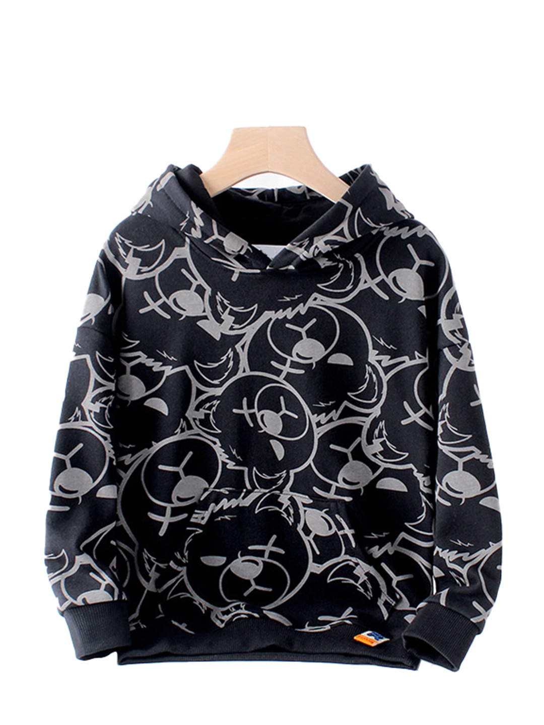 

StyleCast Boys Printed Cotton Hooded Pullover Sweatshirt, Black
