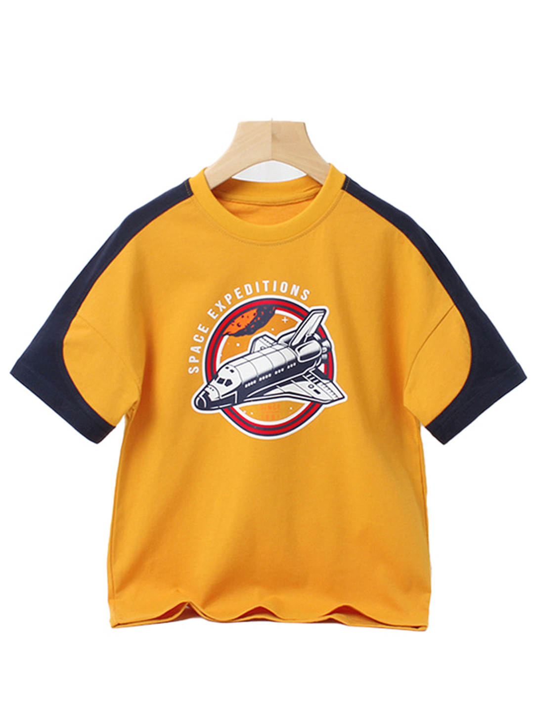

StyleCast Boys Yellow & Red Printed Drop-Shoulder Sleeves Cotton T-shirt