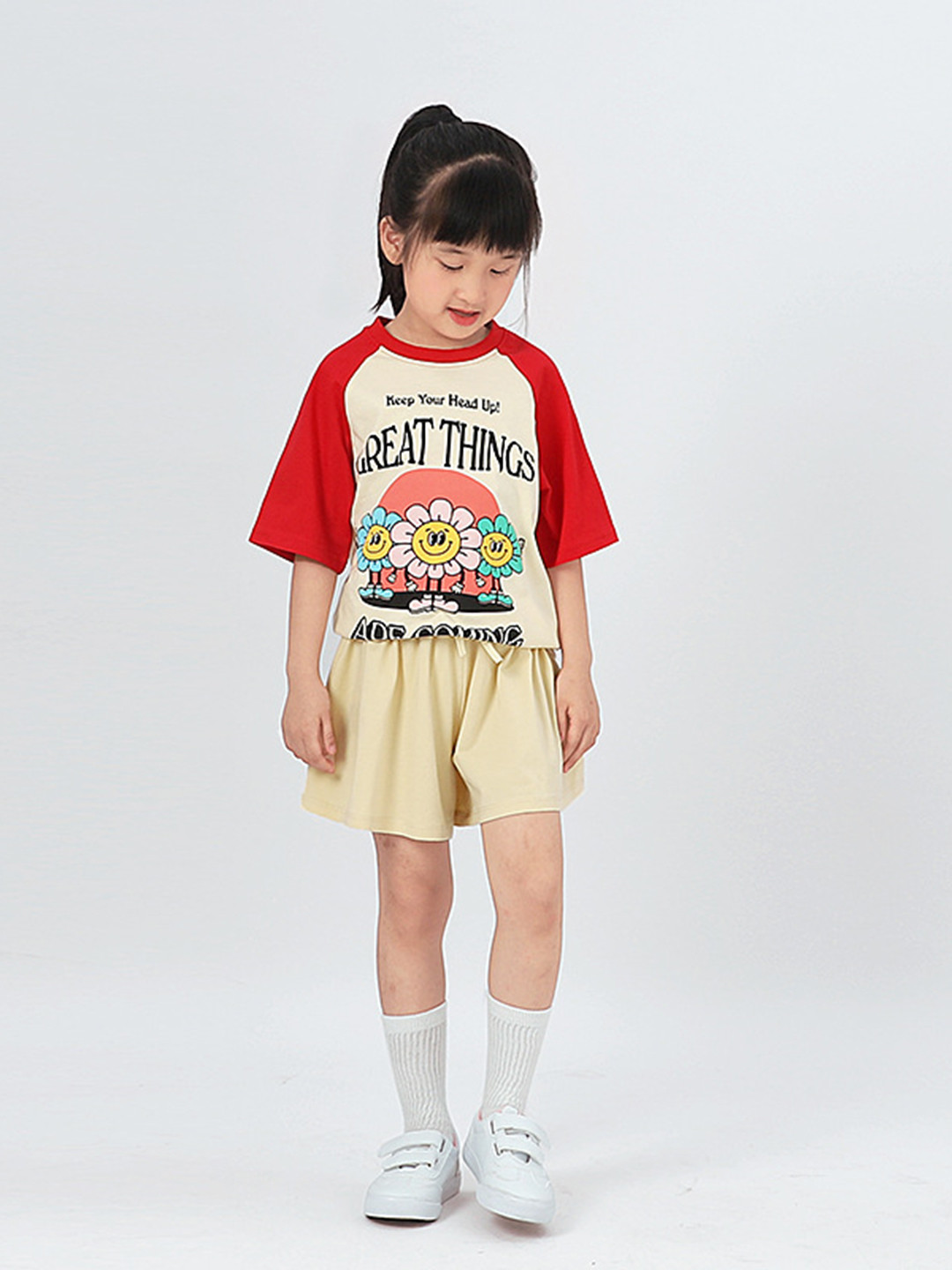 

StyleCast Girls Typography Printed Printed Drop-Shoulder Sleeves Cotton T-shirt, Red