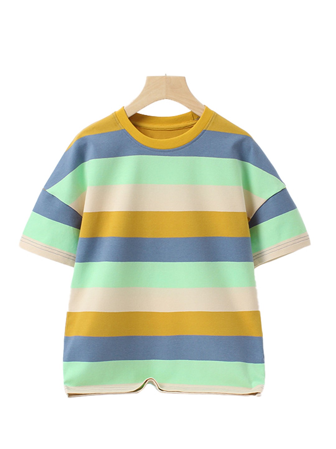 

StyleCast Boys Green Striped Drop Shoulder Cotton T Shirt, Multi