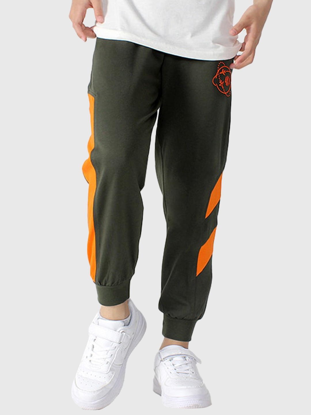 

StyleCast Boys Striped Mid-Rise Cotton Joggers Trousers, Green