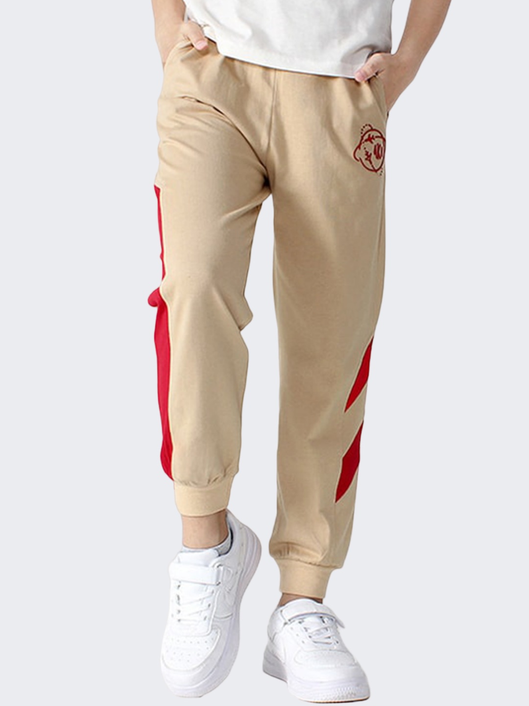 

StyleCast Boys Beige Striped Easy Wash Cotton Joggers