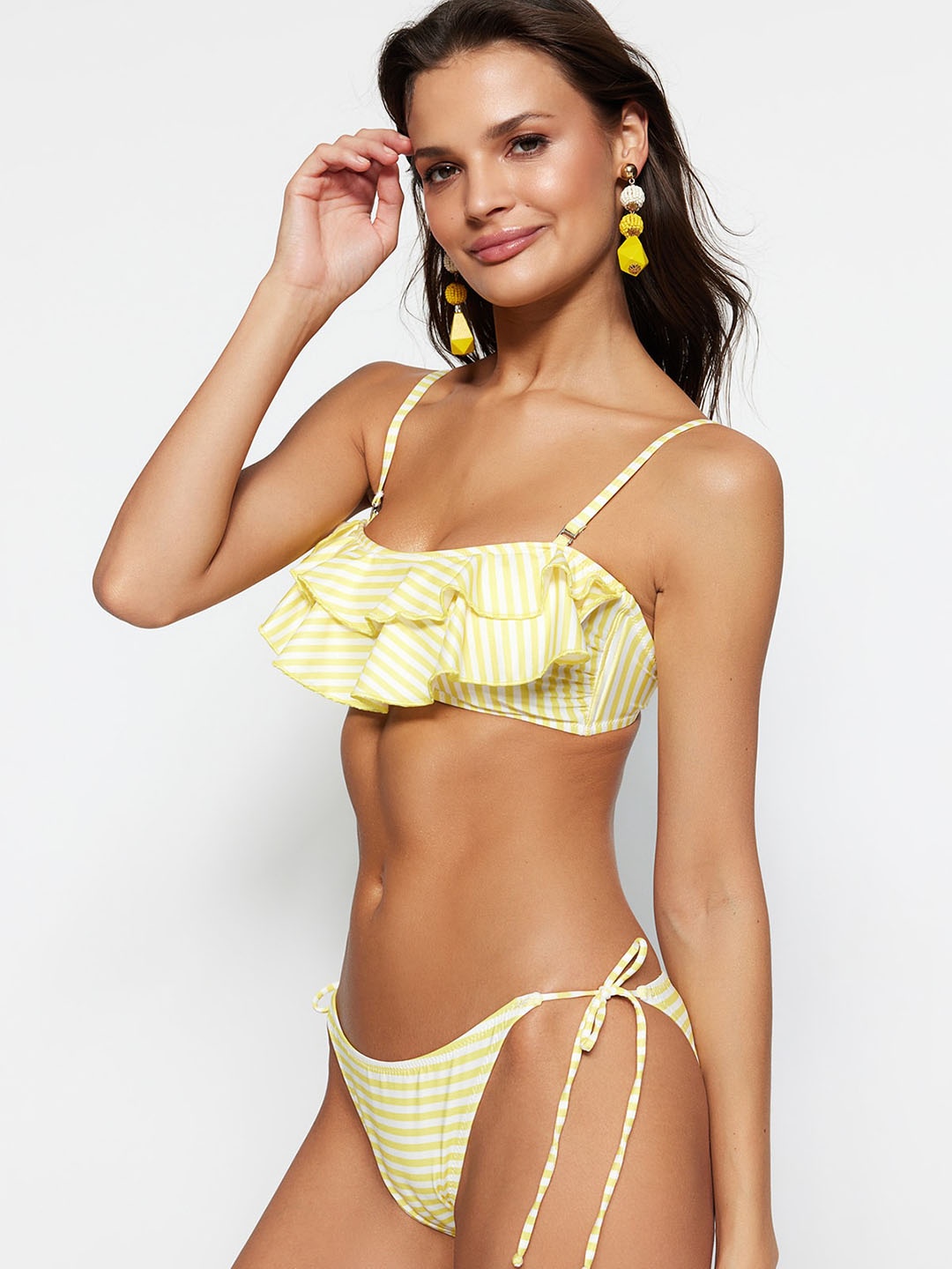 

Trendyol Striped Full Coverage All Day Comfort Lightly Padded Everyday Bra, Yellow