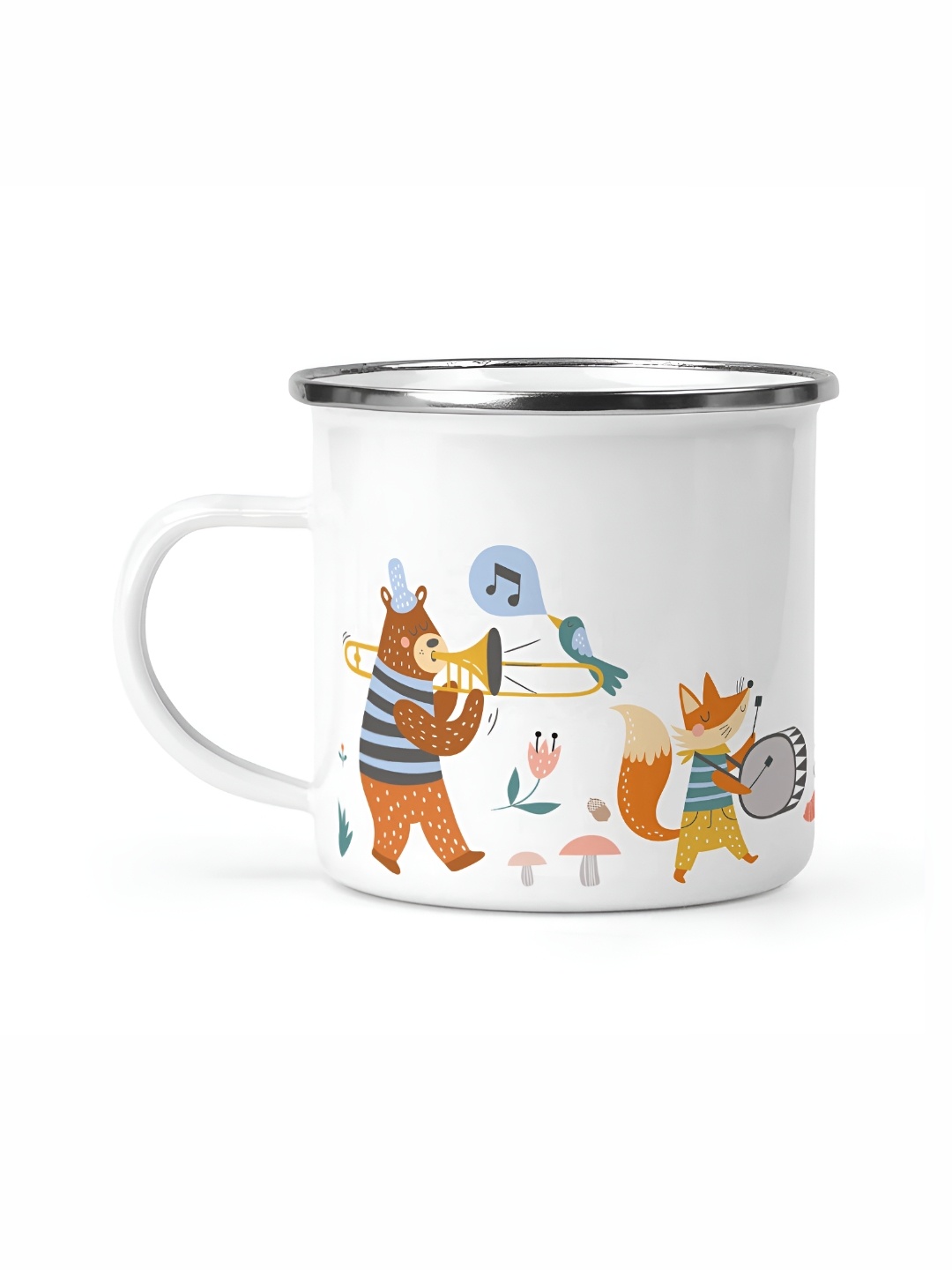 

Gathari White & Orange Dishwasher Safe Printed Stainless Steel Glossy Cup