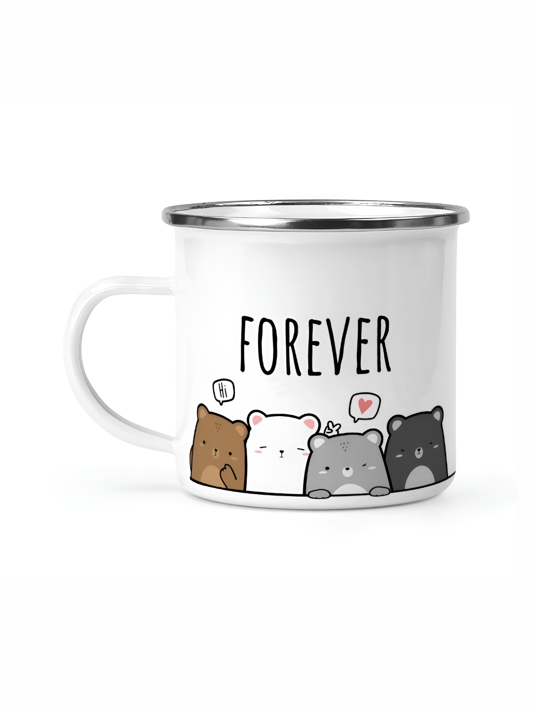 

Gathari White & Black Dishwasher Safe Printed Stainless Steel Glossy Cup