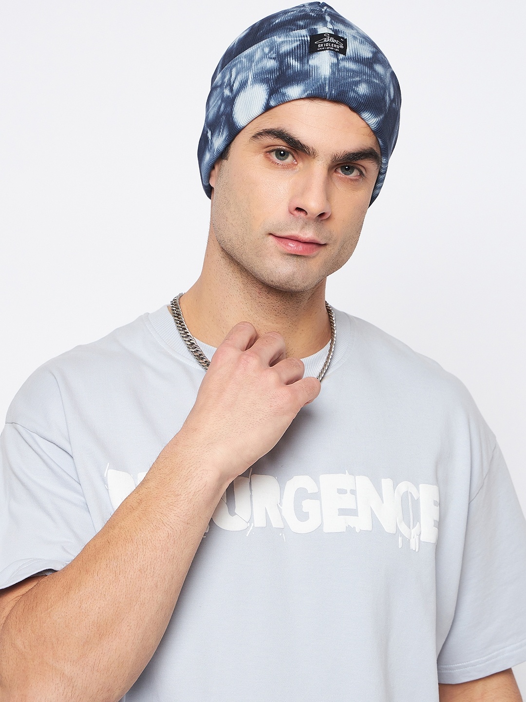 

Skidlers Men Printed Cotton Beanie, Blue