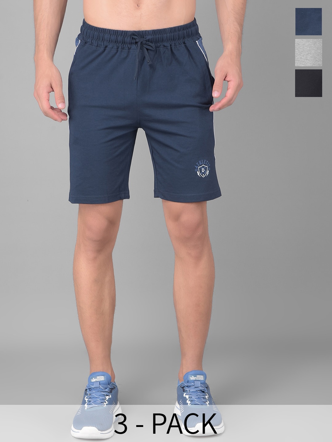 

Dollar Men Pack Of 3 Mid-Rise Cotton Shorts, Blue