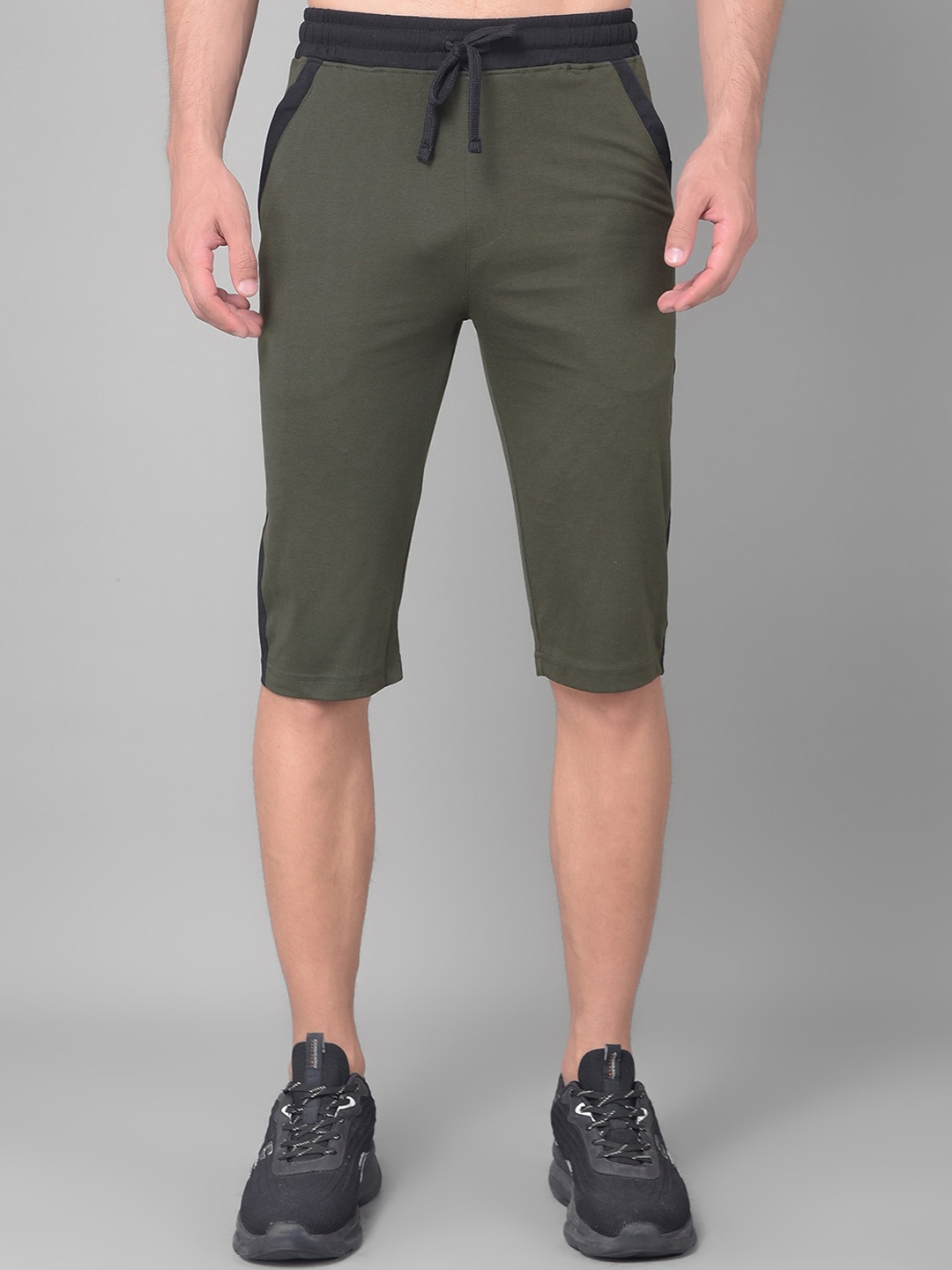 

Dollar Men Mid Rise Cotton Sports Shorts, Olive