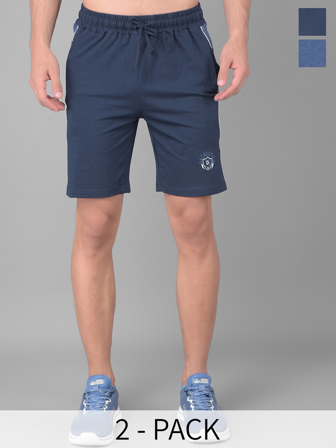 

Dollar Men Pack of 2 Cotton Sports Shorts, Blue