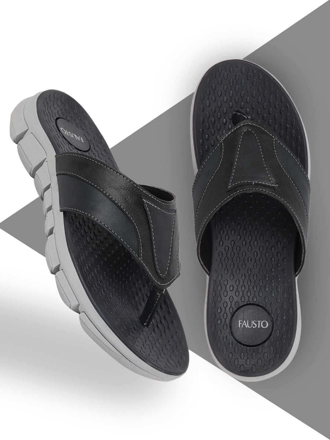 

FAUSTO Men Lightweight Thong Flip-Flops, Black