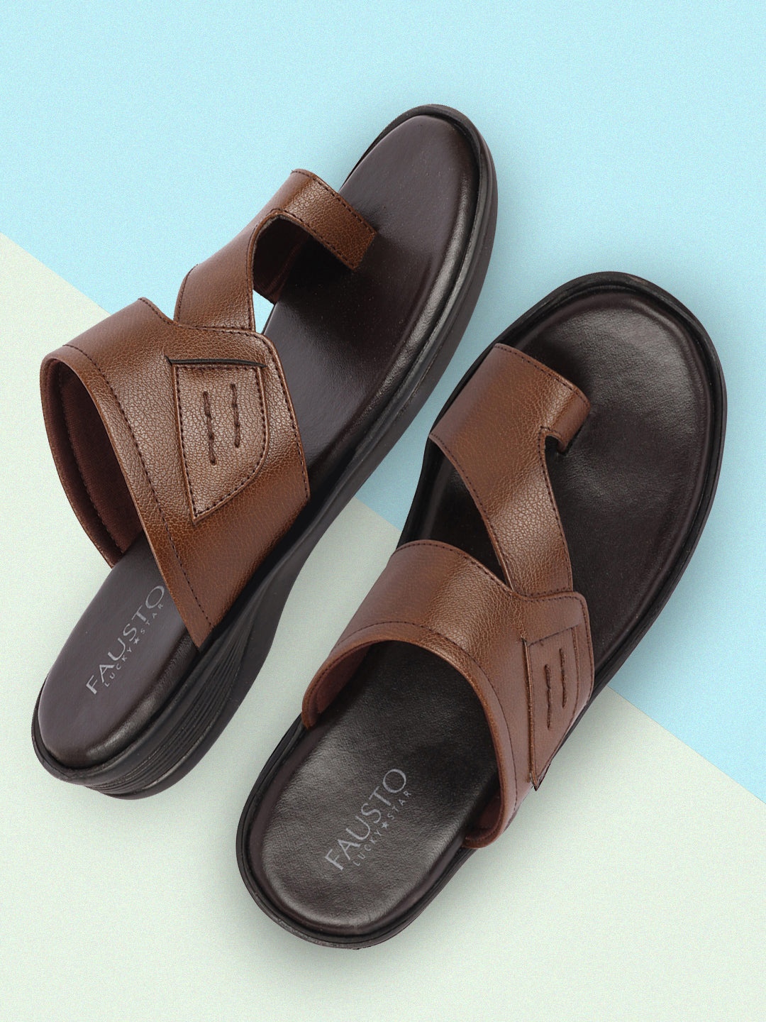

FAUSTO Men Open Toe Comfort Sandal, Tan