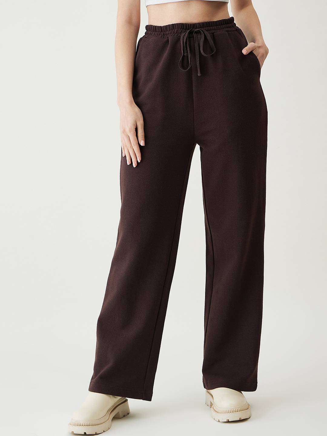 

JUNE & HARRY Straight Leg Straight Fit High-Rise Trousers, Brown