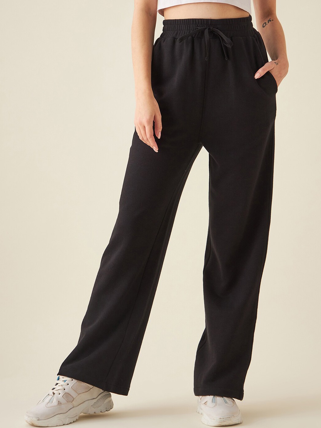 

JUNE & HARRY Straight Leg Straight Fit High-Rise Trousers, Black