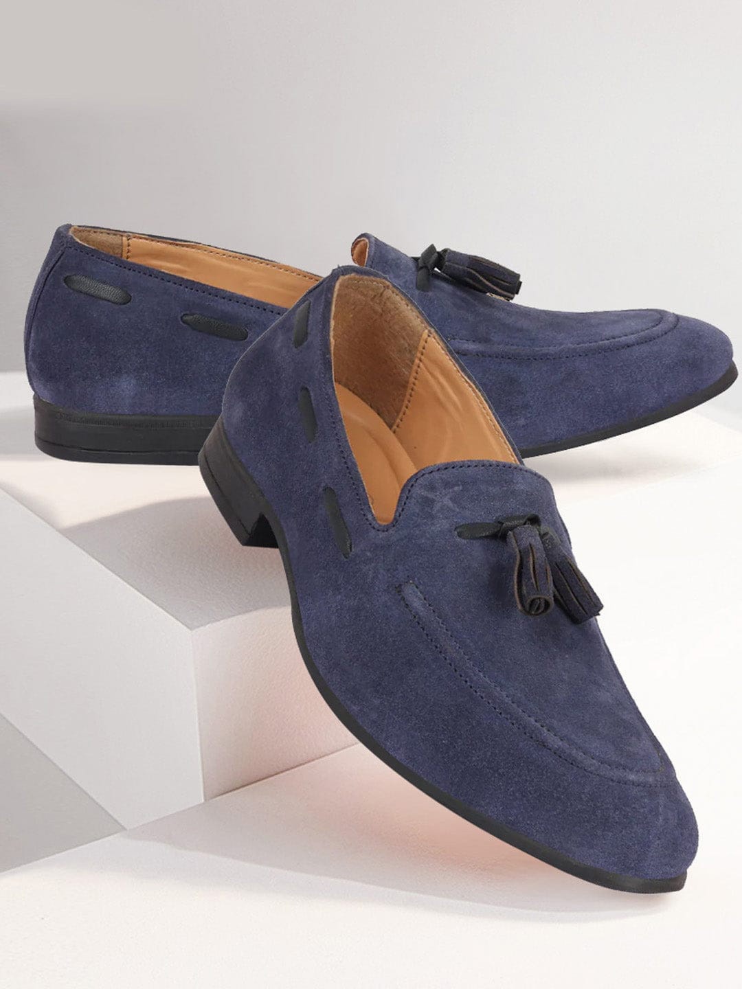 

FAUSTO Men Slip On Lightweight Tassel Loafer, Navy blue