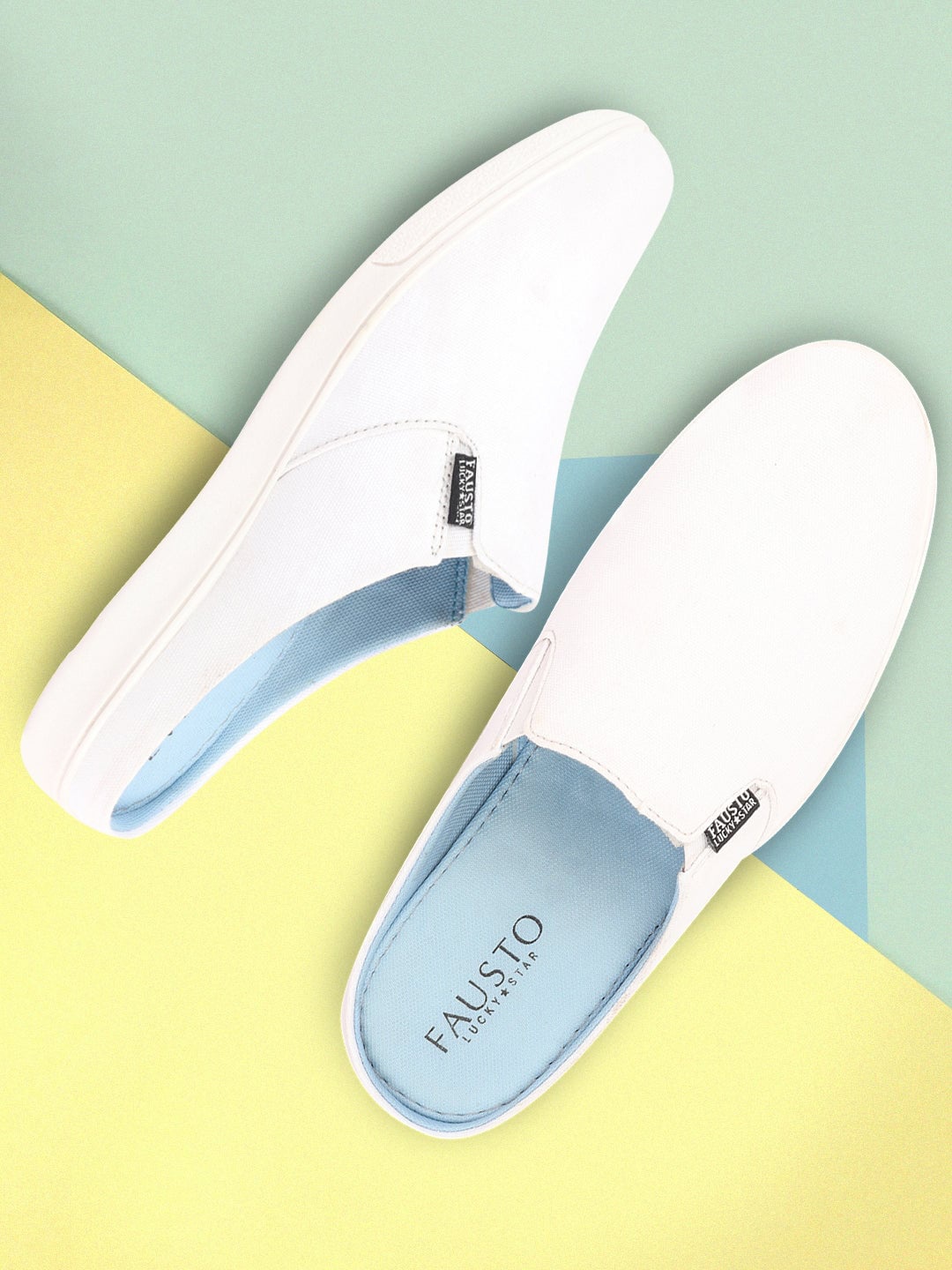 

FAUSTO Men Lightweight Canvas Mules, White