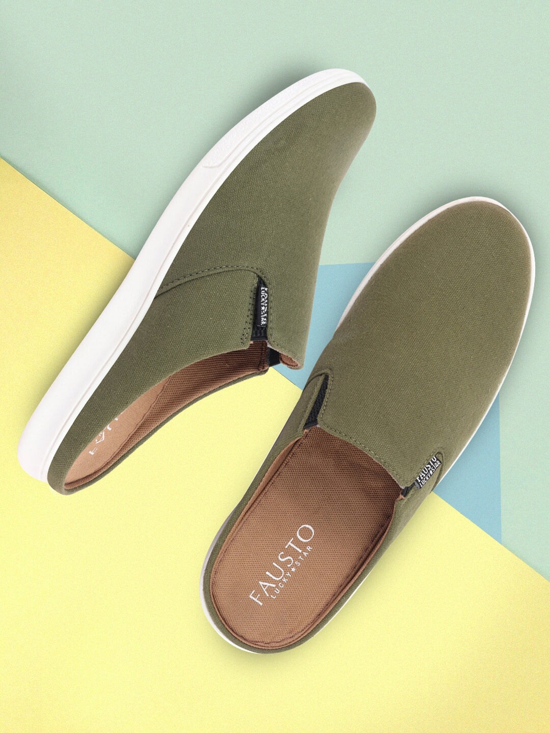 

FAUSTO Men Lightweight Canvas Mules, Olive