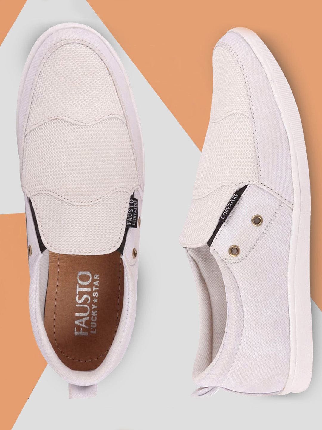 

FAUSTO Men Lightweight Slip-On Loafers, White