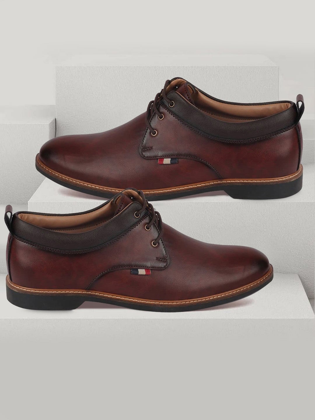

FAUSTO Men Textured Formal Oxfords, Tan