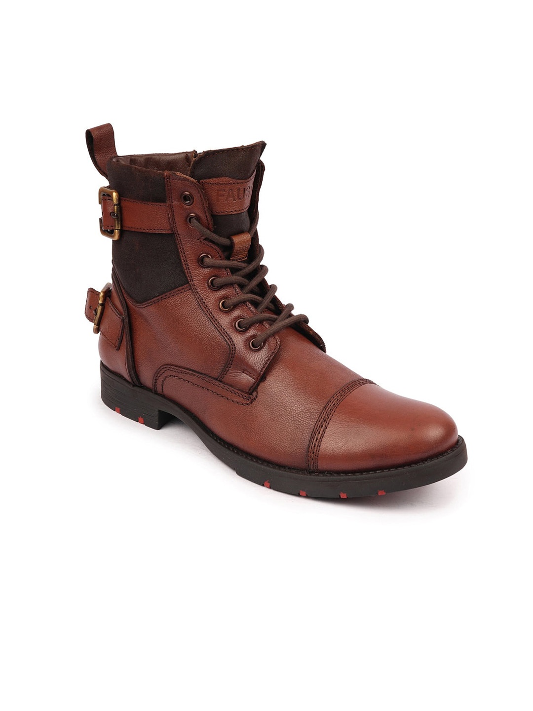 

FAUSTO Men Leather High Top Combat Boots, Tan