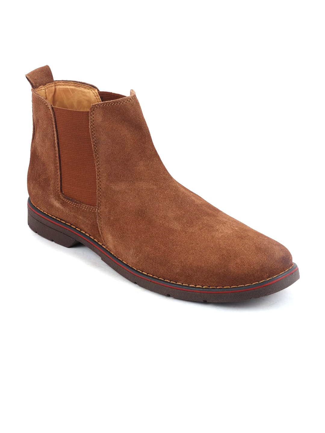 

FAUSTO Men Mid Top Suede Leather Chelsea Boots, Tan