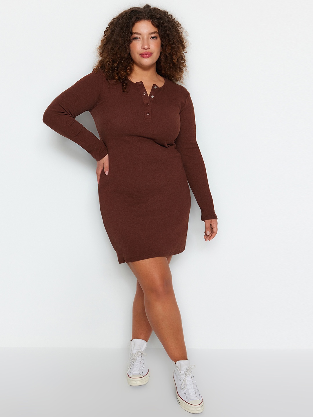 

Trendyol Round Neck Sheath Sweater Dress, Na