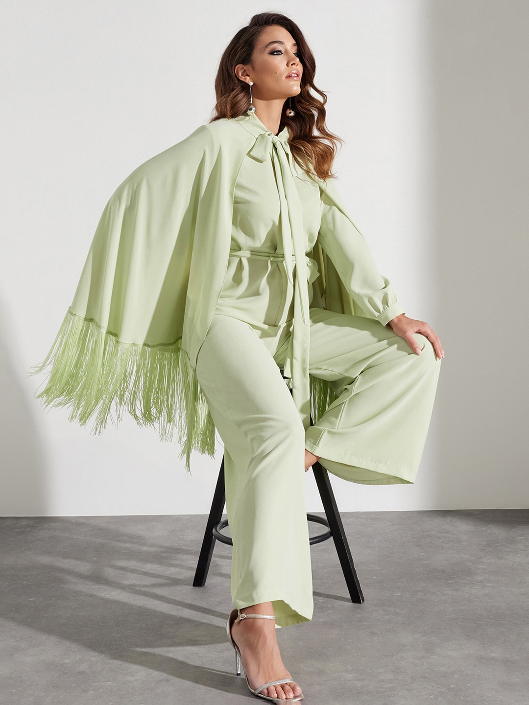 

Trendyol Round Neck Basic Jumpsuit With Shrug, Green