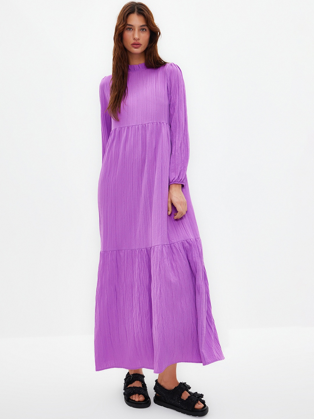 

Trendyol High Neck Long Sleeves Maxi Dress, Lavender