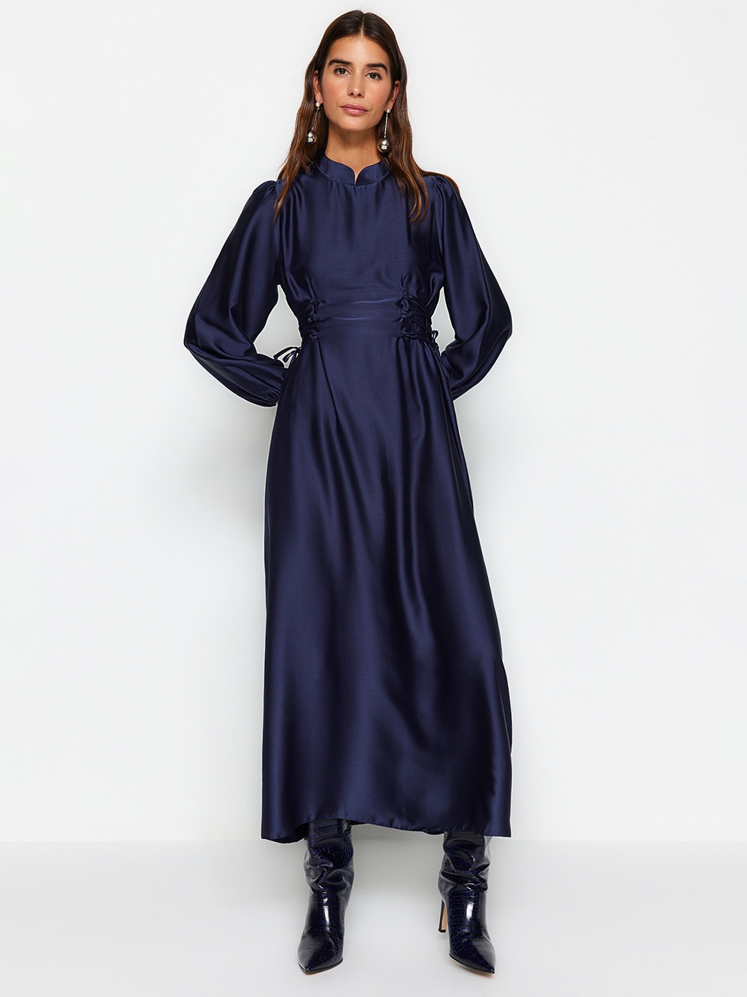 

Trendyol Mandarin Collar Maxi Dress, Blue