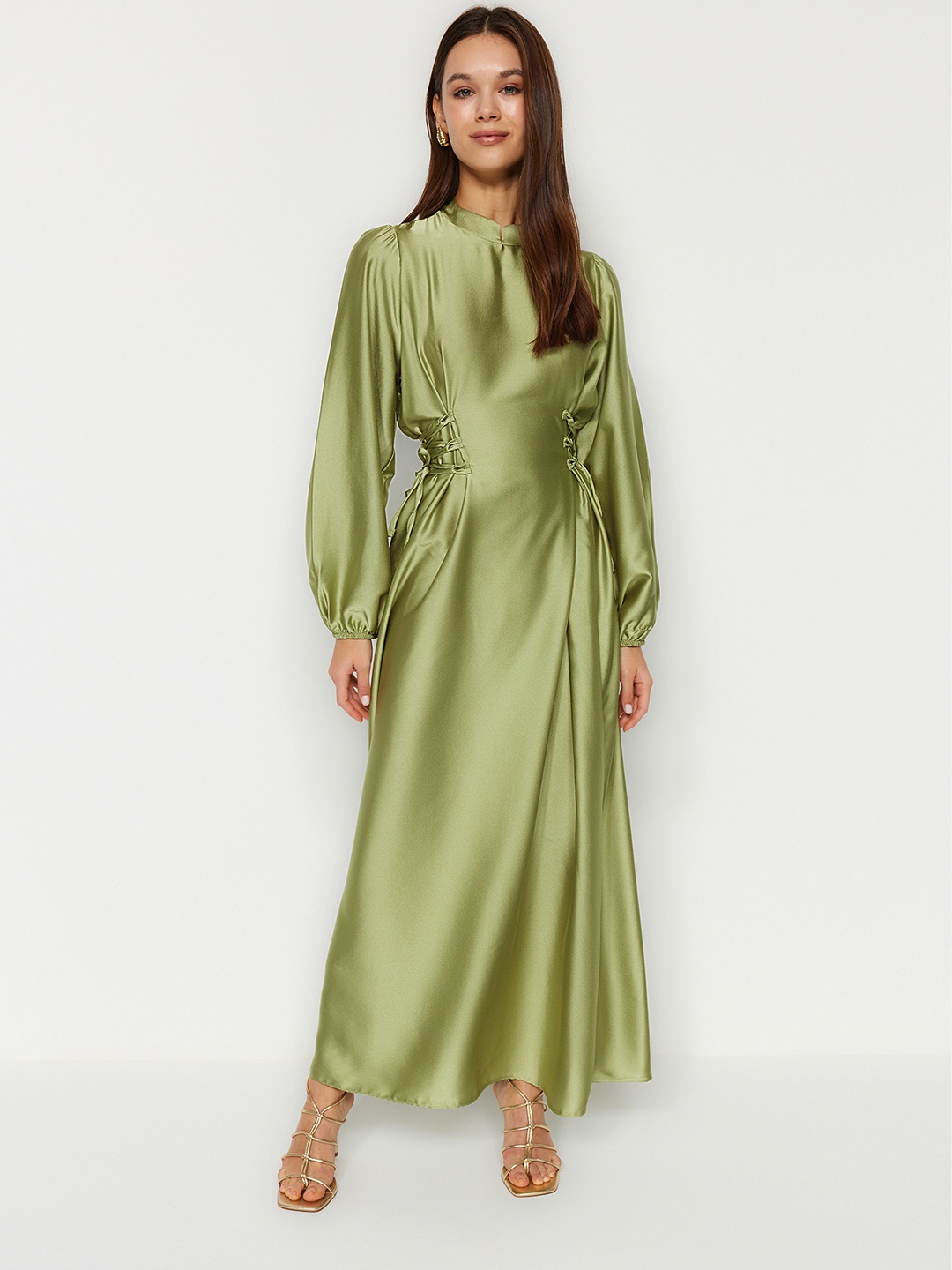 

Trendyol Puff Sleeves Maxi Dress, Green