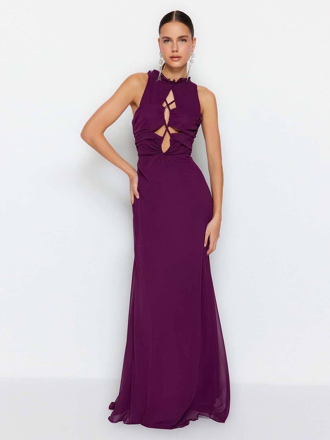 

Trendyol Round Neck Sleeveless Maxi Dress, Na