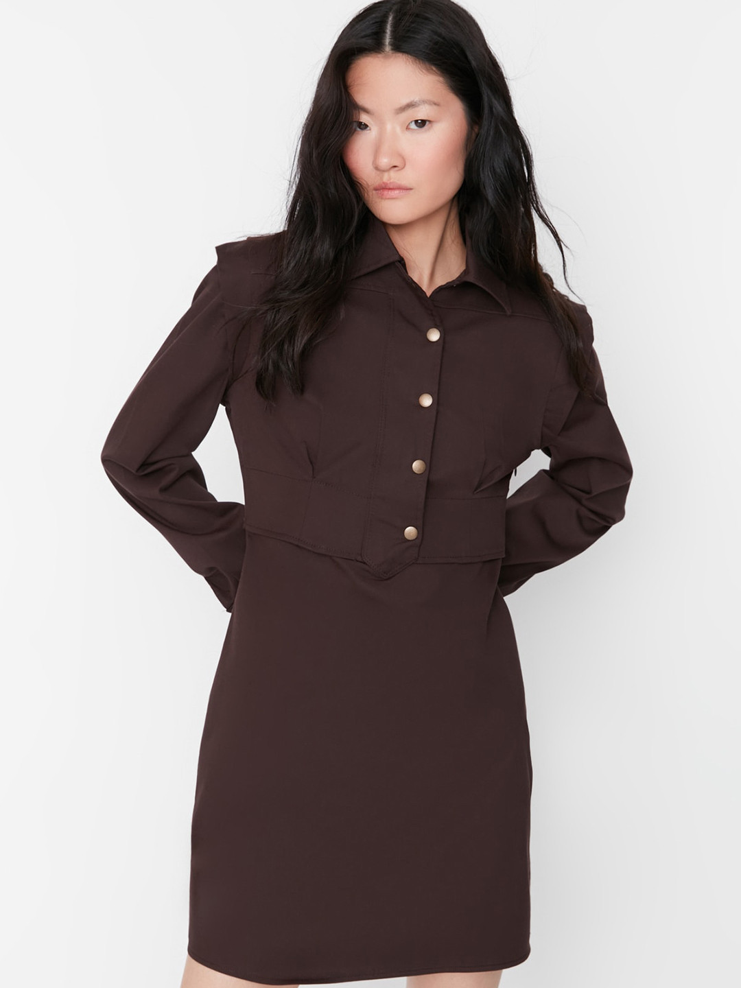 

Trendyol Cotton Shirt Dress, Brown