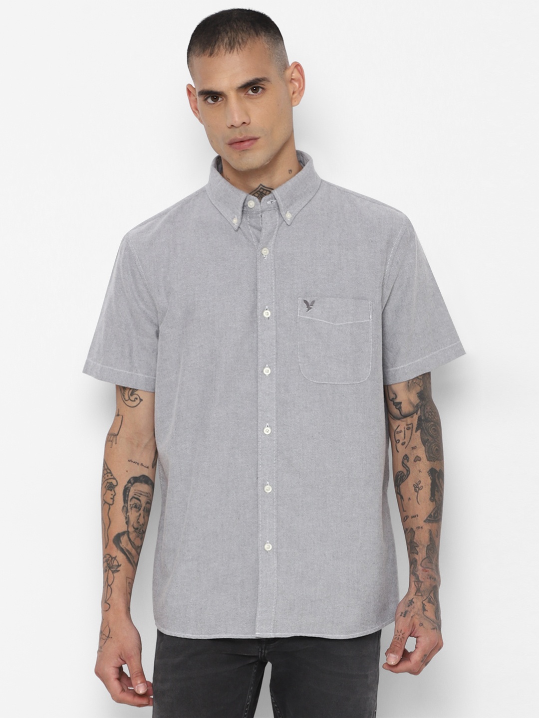 

AMERICAN EAGLE OUTFITTERS Men Opaque Casual Shirt, Grey
