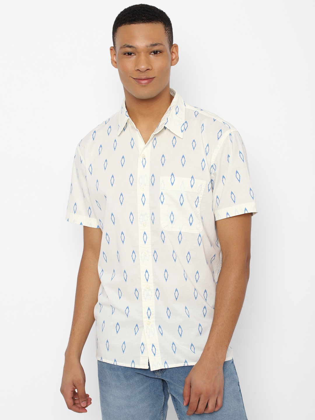 

AMERICAN EAGLE OUTFITTERS Men Opaque Printed Casual Shirt, White