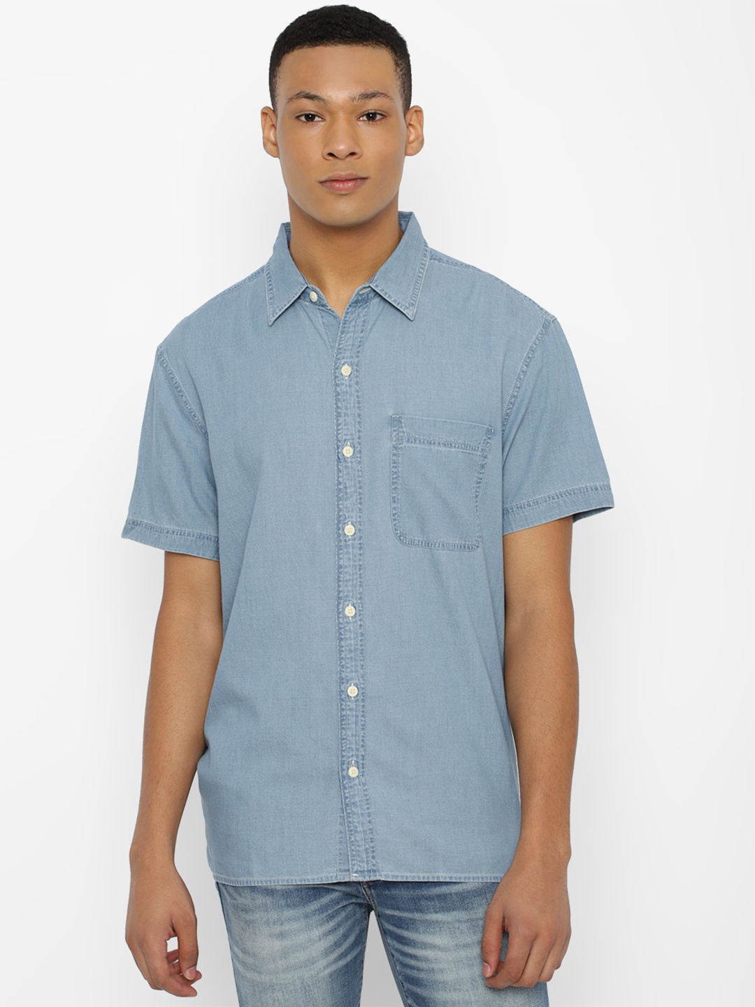 

AMERICAN EAGLE OUTFITTERS Men Slim Fit Opaque Casual Shirt, Blue